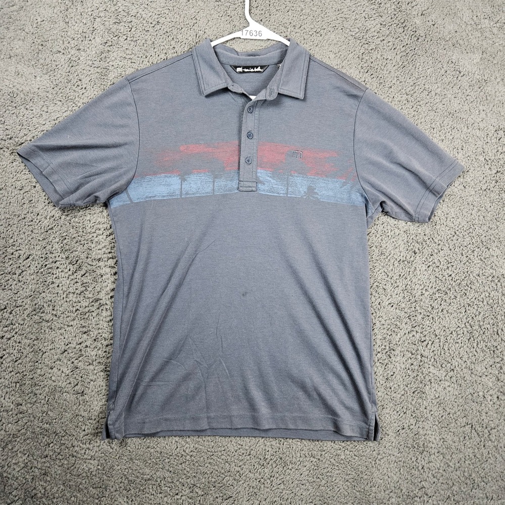 Travis Mathew Polo Shirt Mens Medium Gray Short Sleeve Golf Casual